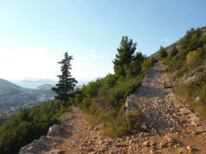 The rocky and steep route to the top of Mount Srd