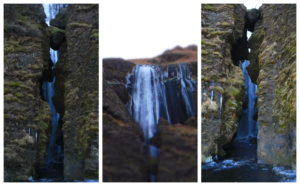 Gljúfrabúi waterfall is partially hidden but you can brave knee deep water to enter the cave