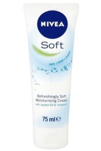 Nivea Soft Moisturising cream 75mls is the right size for your hand luggage liquids bag