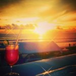 The sunset in Seminyak as seen from the infinity pool at Potato Head Beach Club