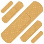 Waterproof plasters of differing sizes