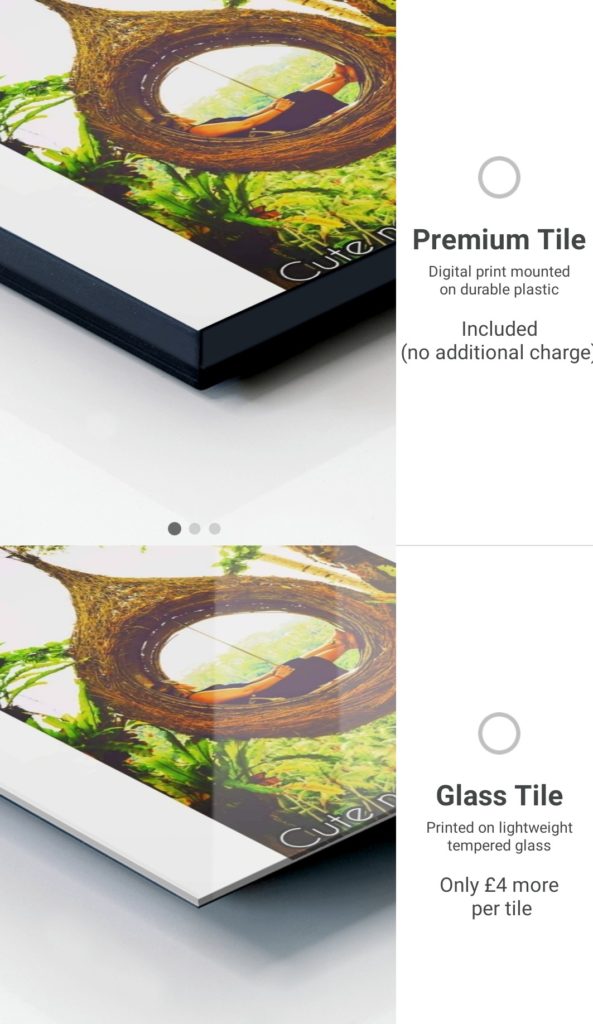 Free Prints Photo Tiles offers a standard or glass tile